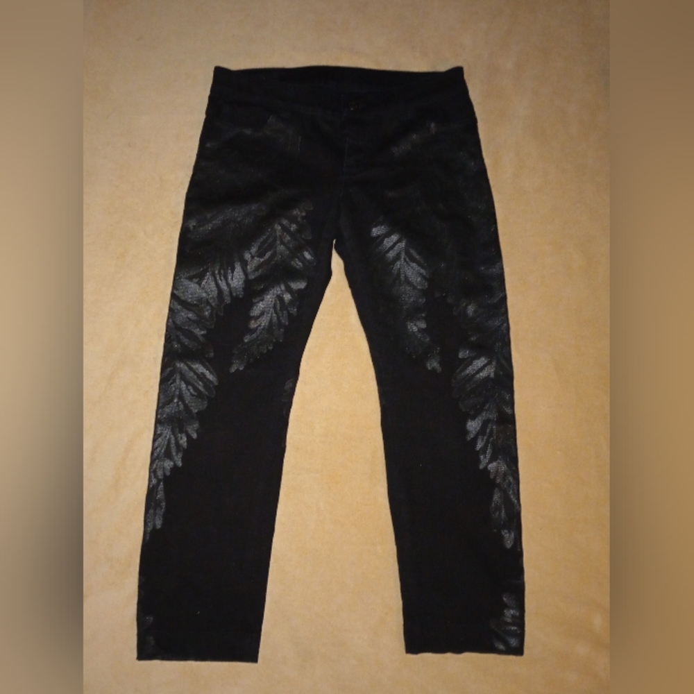 Women's GUCCI Black Denim Jeans with floral pattern Size 40 - Picture 5 of 14